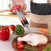 economico Utensili e gadget da cucina-siringa in plastica per iniettare carne, kit per iniezioni di tacchino con 2 aghi in acciaio inossidabile per iniettare la marinata nella carne di tacchino, pollo, petto di maiale, ideale per