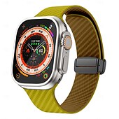 Недорогие Ремешки для часов Apple-Спортивный ремешок Совместим с Ремешок для часов Apple Watch 38мм 40мм 41мм 42мм 44мм 45мм 49мм Многослойный Магнитная застежка Две тонны силиконовый Углеволокно Сменный ремешок для часов для iwatch