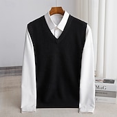 abordables Pull en laine pour hommes-Pull sans manches pour homme en pure laine cachemire de qualité supérieure, col en V, maille classique, doux, chaud et respirant.