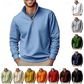 economico Felpe di base-Per uomo Maglia Felpa con cappuccio Maglione Felpa con zip corta Blu Aalbicocca Nero Bianco Giallo Colletto Mao Semplice Cerniera Casuale Quotidiano Sport &amp; Outdoor Streetwear Cool Abbigliamento