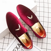 economico Mocassini-mocassini da uomo in velluto bordeaux - eleganti scarpe slip-on con tessuto lussuoso, perfette per eventi formali, matrimoni e occasioni eleganti