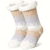 tanie ogrzewanie i chłodzenie-1 para damskich puszystych skarpet-kapci, pluszowych, wyściełanych skarpet podłogowych na jesień &amp;zimowe, antypoślizgowe, grube, ciepłe, pluszowe skarpetki, 6 kolorów dostępnych, prezent na Święto