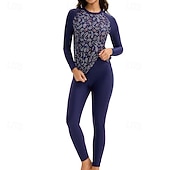 billige One Pieces Rash Guards-Dame Rash-guard Badedrakt Badetøy Badetøy Mørkeblå UV Beskyttelse Midjekontroll Surfing Kanopadling Snorkling Vår