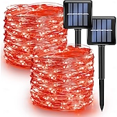 levne Solární řetězec světla-2 ks 10M/33FT 100 LED Korálky Venkovní IP44 Voděodolné Solární Fairy Světelný Řetěz Halloween Svatební Valentýna Dvůr Trávník Zahrada Festivalová Atmosféra Dekorace Měděný Drát Světlo