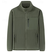 voordelige Sportjacket-Voor heren Winterjack Fleecejack Vrijetijdsjas Vakantie Dagelijks Thermisch Warm Zak Fleece Herfst winter Effen Modieus Streetwear Opstaand Normaal Zwart Rood Khaki Leger Groen Donkerblauw Jacks