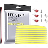 お買い得  ＬＥＤストリップライト-fcob cob ledストリップ 5mm幅 超狭幅 フレキシブル 高密度 均一光 16.4フィート DC24V 複数色あり CRI 90 調光可能 LEDリボン 家庭用室内装飾用 (コントローラーやアダプターは付属しません)