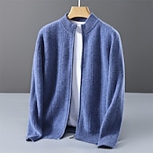 cheap Men's Wool Sweater-Men's Premium Pure Wool Cashmere Cardigan Sweater Classic Knit Zip Up Soft Warm Breathable
