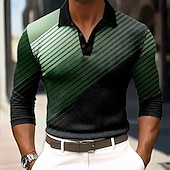 halpa Miesten geometrinen poolo-Miesten Geometrinen Vohveli poolopaidat Pitkähihainen Poolopaidat Kauluspaidat Business Casual liiketoiminta Käytä töihin Arki-asut Napit Kevät Syksy Talvi Sininen Purppura Apila