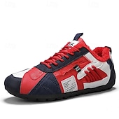 billiga Vardagssneakers-Herr Sneakers Fleecefoder Löpning Promenad Ledigt PU Läder Bekväm Halksäker Andningsfunktion Korta stövlar / ankelstövlar Snörning Mörkröd Orange Grön Sommar Vår Höst