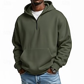 billige grunnleggende hettegensere for menn-Herre Hattetrøje Genser Hettegenser med glidelås Rosa Militærgrønn Lysegrønn Lyseblå Med hette عادي Lomme Quarter Zip Avslappet Daglig Sport &amp; Utendørs Polyester Gatemote Sportsklær Fritid Høst Vinter