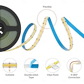 abordables Contrôle à distance-Ruban LED COB FCOB flexible haute densité 5 m (16,4 pi) 640 LED/m, température de couleur réglable 3000 K - 6000 K, IRC 90, intensité variable, pour chambre, cuisine, décoration intérieure, 24 V CC