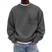  Муж. Толстовка Натяни Светло-зеленый Серый Светло-синий Вырез под горло Полотняное плетение Пэчворк Карман Для занятий спортом Повседневные Праздники Уличный стиль Круто Спортивная одежда