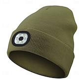 olcso Beanie fejhallgató-Kötött Fejlámpás Sapka Új Kültéri LED Világító Sapka USB Újratölthető 1.5-3W Áramellátás Gombvezérlés Type-C Töltés Éjszakai Kerékpározáshoz és Futáshoz Fejfedő Valentin-napi ajándék