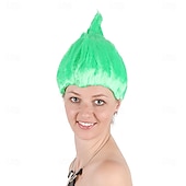 baratos Perucas de Carnaval-Peruca de Carnaval 2026 Rosa Vermelho Azul Liso Curto Peruca sintética para festivais Mardi Gras Parada Cabelo para fantasia de cosplay para Feminino
