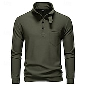 billige Basic gensere-Herre Genser Svart Hvit Militærgrønn Mørkegrå Opprett krage عادي Lomme Sport &amp; Utendørs Daglig Ferie Polyester Gatemote Grunnleggende Fritid Vår Høst Klær Gensere Gensere