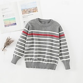 economico Maglioni e cardigan per bambini-Bambini Ragazzi Pullover Maglione A righe Manica Lunga Girocollo All'aperto Moda Blu marino Autunno Vestiti 4-12 Anni