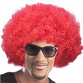 baratos Perucas de Carnaval-Peruca de Carnaval 2026 Rosa Vermelho Preta Encaracolado Afro Curto Peruca sintética para festivais Mardi Gras Parada Cabelo para fantasia de cosplay para Masculino