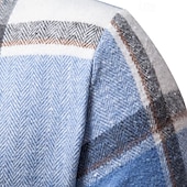 preiswerte Herren-Oberhemden-Herren Hemd Flanellhemd Kariertes Hemd Knopfhemd Overshirt Karomuster Outdoor Straße Blau Schwarz Rosa Rote Langarm Revers Frühling &amp; Herbst Bekleidung