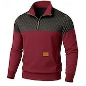  Pánské Mikina Waffle mikina Svetr Čtvrtletní mikina na zip Vodní modrá Fialová Armádní zelená Khaki Světle šedá Klopa Bez vzoru Slátanina Barevné bloky S texturou Ležérní Denní Sporty a outdoor