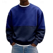 Недорогие Базовые толстовки-Муж. Толстовка Толстовка с капюшоном и пуловером Натяни Синий Розовый Темно синий Зеленый Серый Вырез под горло Полотняное плетение Пэчворк Цветовые блоки Для занятий спортом Повседневные Праздники