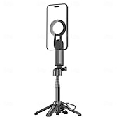 abordables Supports de téléphone-Poignée de support pour smartphone avec trépied, compatible iPhone 15, 14 Pro Max, S23 et S22 Ultra, avec déclencheur Bluetooth et adaptateur pour griffe flash, idéale pour les selfies, vlogs et