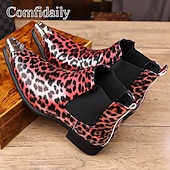 cheap Chelsea Boots-Men's Brown Leopard Print Chelsea Boots – Trendy and Bold Design, Ideal for Casual Wear, Street Style and Fashion-forward Occasions