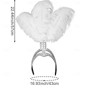 abordables Accesorios-Carnaval 2026 Accesorios Samba del Carnaval de Río Diadema de Showgirl de Plumas de Avestruz Blanca - Diadema de Cristales y Piedras - Accesorio de Vestuario Burlesque Gatsby para Festival de Brasil