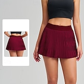 billiga Kvinnors kjolar och skorts-Dam Solid färg Avslappnad kjol Träningskjol Elastisk Svettavvisande Andningsfunktion Tennis Pickleball Yoga Underdelar Svart Vit Gul Tenniskläder