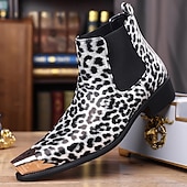 cheap Chelsea Boots-Men's Brown Leopard Print Chelsea Boots – Trendy and Bold Design, Ideal for Casual Wear, Street Style and Fashion-forward Occasions