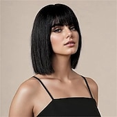 economico Parrucche di Carnevale-Parrucca di Carnevale 2026 Biondo Nero Blu Liscio Ciocca Corto Parrucca sintetica da festival Martedì grasso Parata Capelli per costumi da cosplay per Da donna