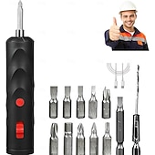 abordables Juegos de destornilladores-Destornillador eléctrico inalámbrico, destornillador inalámbrico mejorado con juego de brocas, kit de herramientas pequeño con 13 puntas, carga tipo C, ideal para muebles y reparaciones domésticas.