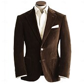 voordelige Blazer-Voor heren Corduroyjack Inkeping kraag Modieus Retro Klassiek Effen Blazer Zwart Geel Bordeaux Getailleerd Enkele rij knopen met twee knopen