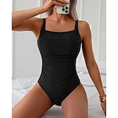 cheap Surfing Tankinis &amp; Bikinis-Women's Bathing Suit One Piece Swimsuit Swimwear Solid Colored Swimwear Black UV Protection Sleeveless - Surfing Beach Swimming Summer