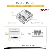 abordables Accesorios LED-Kit de conectores SMD FCOB/COB de 8 mm y 10 mm (0,31 pulgadas) para bricolaje: 14 conectores transparentes y 5 cables de extensión de 15 cm de longitud y calibre 20 AWG para conexiones de esquina en