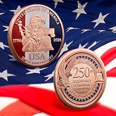  250周年記念コイン - 黄金のアメリカンフラッグ＆リバティベルデザインコレクティブルコイン、展示用の耐久性金属記念コイン、コレクターの愛国心セミクインテセンニアル