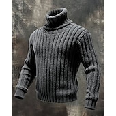 economico maglione pullover da uomo-Per uomo Felpa Maglione Maglione a maglia A Coste Maglia Top Regolari Lavorato a maglia Tinta unica Dolcevita Moda Streetwear Casuale Abbigliamento quotidiano Abbigliamento Autunno Inverno Nero Rosso