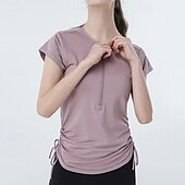 billiga Kvinnors skjorta-Dam Solid färg Träningströja Träningstoppar Elastisk Svettavvisande Andningsfunktion Tennis Pickleball Yoga Rund hals Överdelar Vit Rosa Blå Tenniskläder
