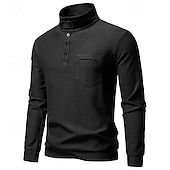 billige Basic gensere-Herre Genser Svart Hvit Militærgrønn Mørkegrå Opprett krage عادي Lomme Sport &amp; Utendørs Daglig Ferie Polyester Gatemote Grunnleggende Fritid Vår Høst Klær Gensere Gensere