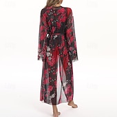 levne Rash guardy One Piece-Dámské Plážové zahalovací šaty Dlouhé splývavé kimono kardigany Grafika Cikánský Krátká noha Šifón Ochrana proti UV záření Prodyšné Dlouhý rukáv Plavky Surfování Plážové prázdniny Léto