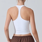 Χαμηλού Κόστους Γυναικείο πουκάμισο-Γυναικεία Μονόχρωμο Αμάνικο τοπ Αθλητική μπλούζα Ενσωματωμένο σουτιέν Προστασία UV Γρήγορο Στέγνωμα Ελαστικό Αναπνέει Τέννις Αθλητικά Τρέξιμο Μπολύζες Μαύρο Λευκό Βυσσινί Ρούχα τένις