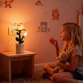 cheap Nursery Night Lights-Flower Light, Rose Freesia Desk Decor,Bedside Lamps LED Night Light,for Desk Bedroom Bedside Nightstand Home Decor Office Dorm Apartment Party Birthday Christmas
