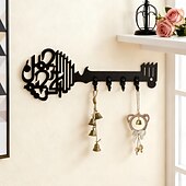 זול פסלים-וו קישוט קיר בצורת מפתח אללה עם וו ברזל קטן בעיצוב לפאנלים מעץ מתאים לקישוט קיר בחדרי אמבטיה, שירותים, מטבחים וחדרי אחסון