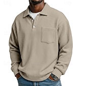 abordables Polo clásico para hombre-Hombre Camisa de Pana Con Texturas Casual Deportes Diseño Manga Larga Moda Básico Bloque de color Bolsillo Botones Otoño Primavera &amp; Otoño Otoño invierno Ajuste regular Negro Gris Azul Claro Azul