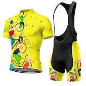 Χαμηλού Κόστους Ανδρικά σύνολα ένδυσης-Ανδρικά Φανέλα ποδηλασίας Αθλητική φανέλα και σορτς ποδηλασίας Κοντομάνικο Ποδηλασία Βουνού Ποδηλασία Δρόμου Καλοκαίρι Άνοιξη Κίτρινο Πορτοκαλί Πράσινο του τριφυλλιού Κινούμενα σχέδια Γεωμετρικό