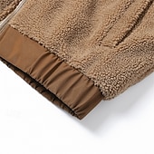 Недорогие Спортивная куртка-Муж. Зимняя куртка Пальто тедди Повседневная куртка Отпуск Повседневные Сохраняет тепло Карман Флис Осень Зима Полотняное плетение Мода Уличный стиль Воротник-стойка Обычная