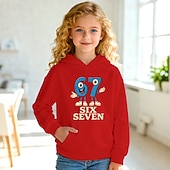  Unisex Girls' 3D Graphic Funny Slang 67 Hoodie Pullover Long Sleeve 3D Print Spring Fall Sports Fashion Streetwear Kids 4-12 Years Hooded Outdoor Casual Daily Regular Fit