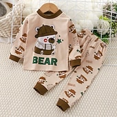 billiga Pyjamas-Småbarn Pojkar 2 delar Pyjamasset Långärmad Z17 Z29 Z13 Ensfärgat Djur Vår Höst Förtjusande Hem 7-13 år