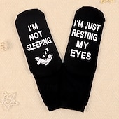 preiswerte Startseite Hausschuhe-Ich schlafe nicht, ich ruhe nur meine Augen aus. Lustige bedruckte Socken, kuschelige Socken mit originellem Aufdruck für Damen und Herren, bequeme Geschenksocken für Arbeit, Zuhause, Weihnachten,