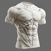 Χαμηλού Κόστους 3D μπλουζάκια-Ανδρικά Μυς 3D Εκτύπωση 3D Προσομοίωση Μπλουζάκι Κοντομάνικο Κοντομάνικη μπλούζα 3D εκτύπωση Στρογγυλή Ψηλή Λαιμόκοψη Πουκάμισο Εξωγκωμένος Υψηλής Ποιότητας Καθημερινά Κλαμπ Πάρτι