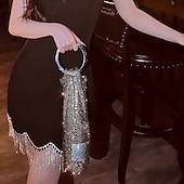 economico Organizzazione spazi-Borsa per vino con strass lucidi - elegante rete elastica con manico rotondo perfetta per matrimoni, compleanni e feste - riutilizzabile ed elegante, adatta a vari temi per occasioni speciali